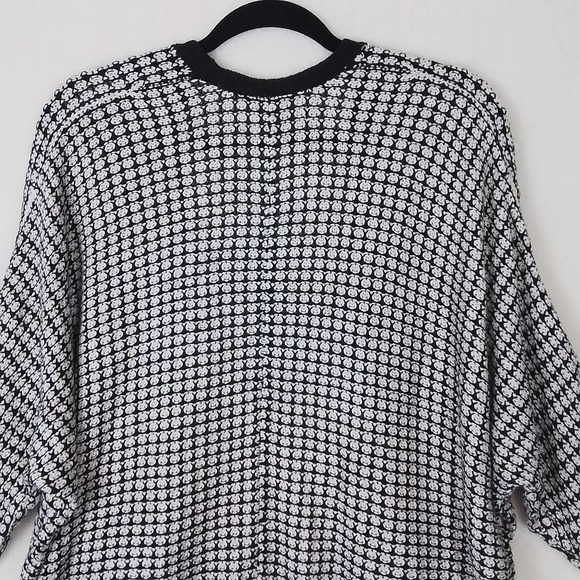 LOFT Oversized Open Front Cardigan Sweater XS Black White Cotton Modal - Picture 6 of 12